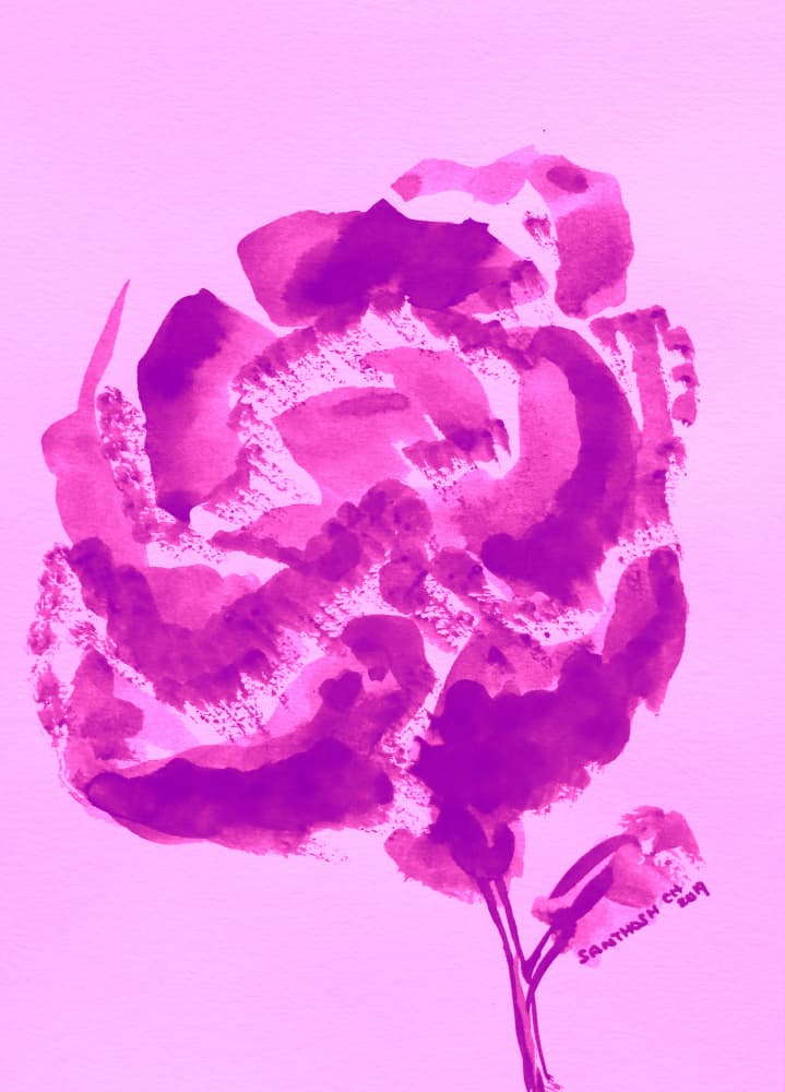 Pink Watercolor Rose by Santhosh ch — canvas wall art