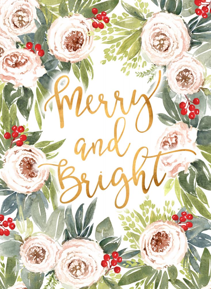 Merry And Bright Floral by Rosana Laiz Blursbyai — canvas wall art