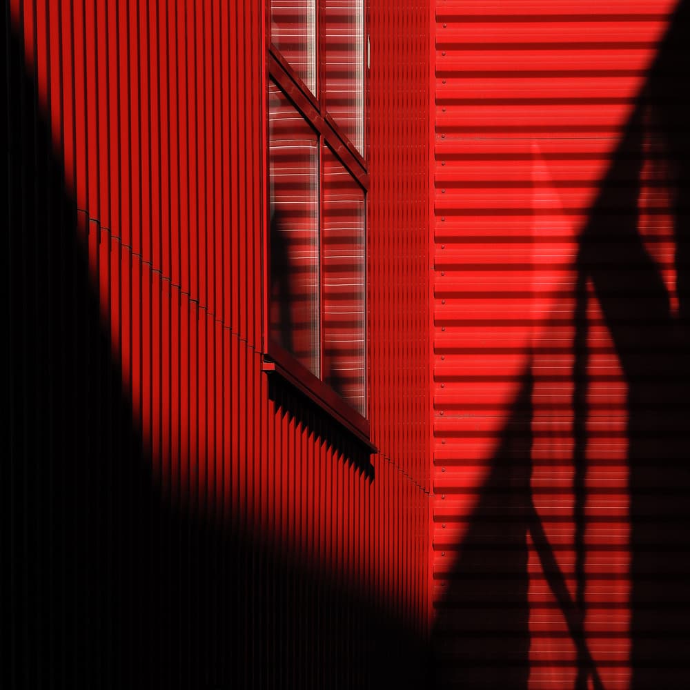 Red Shadow Lines by Huib Limberg — canvas wall art
