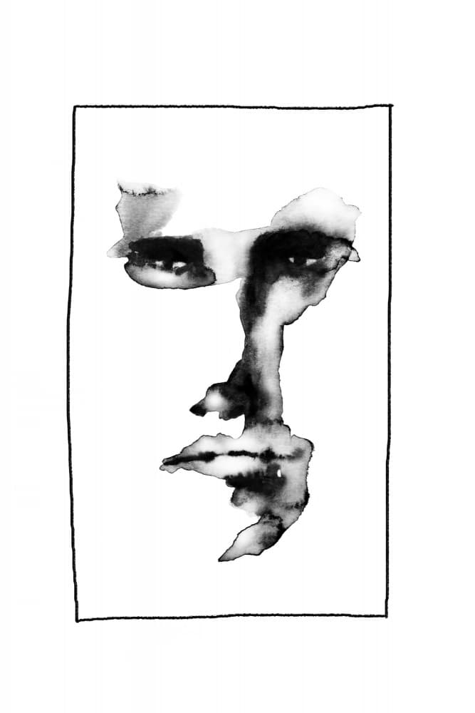 Contemplative Face Ink by Anja Runfors Essén — canvas wall art