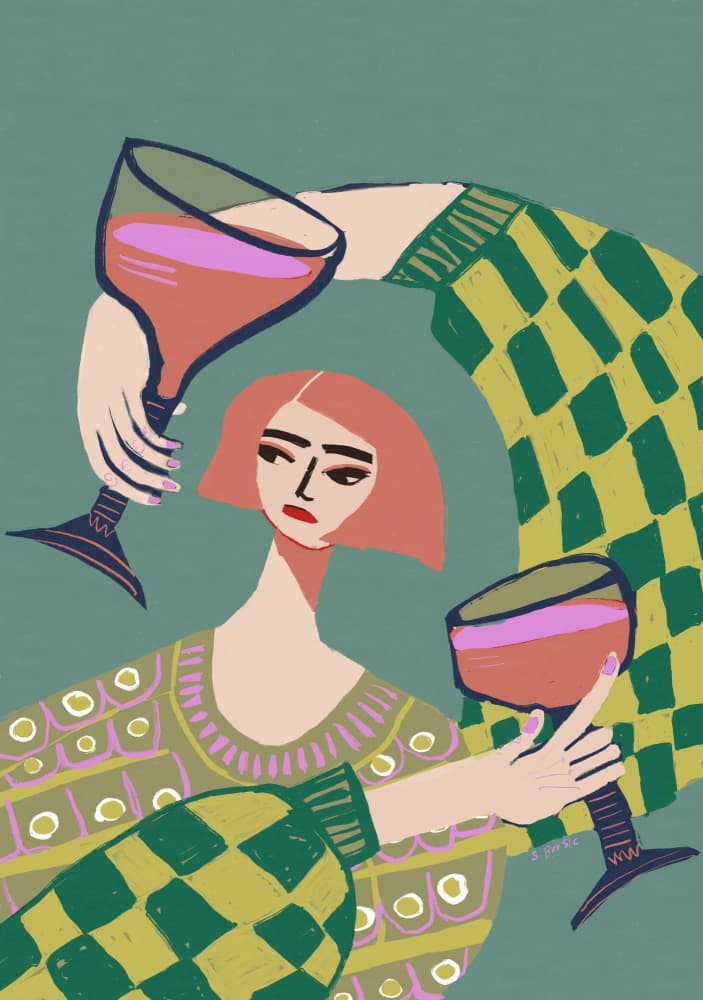 Modern Wine Gathering by Sharyn Bursic — canvas wall art