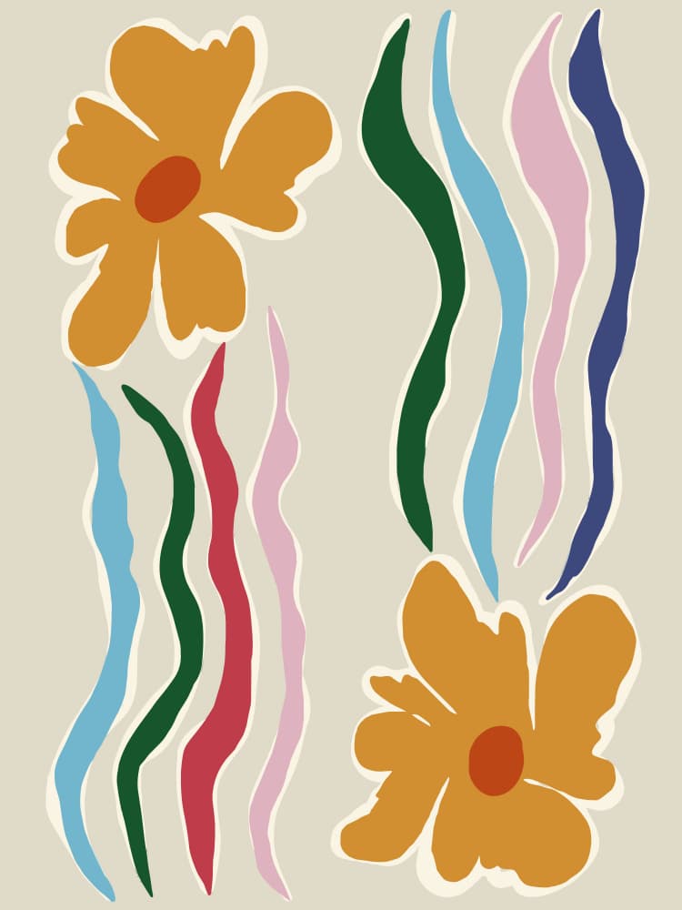 Organic Abstract Flowers by Miho Art Studio — canvas wall art