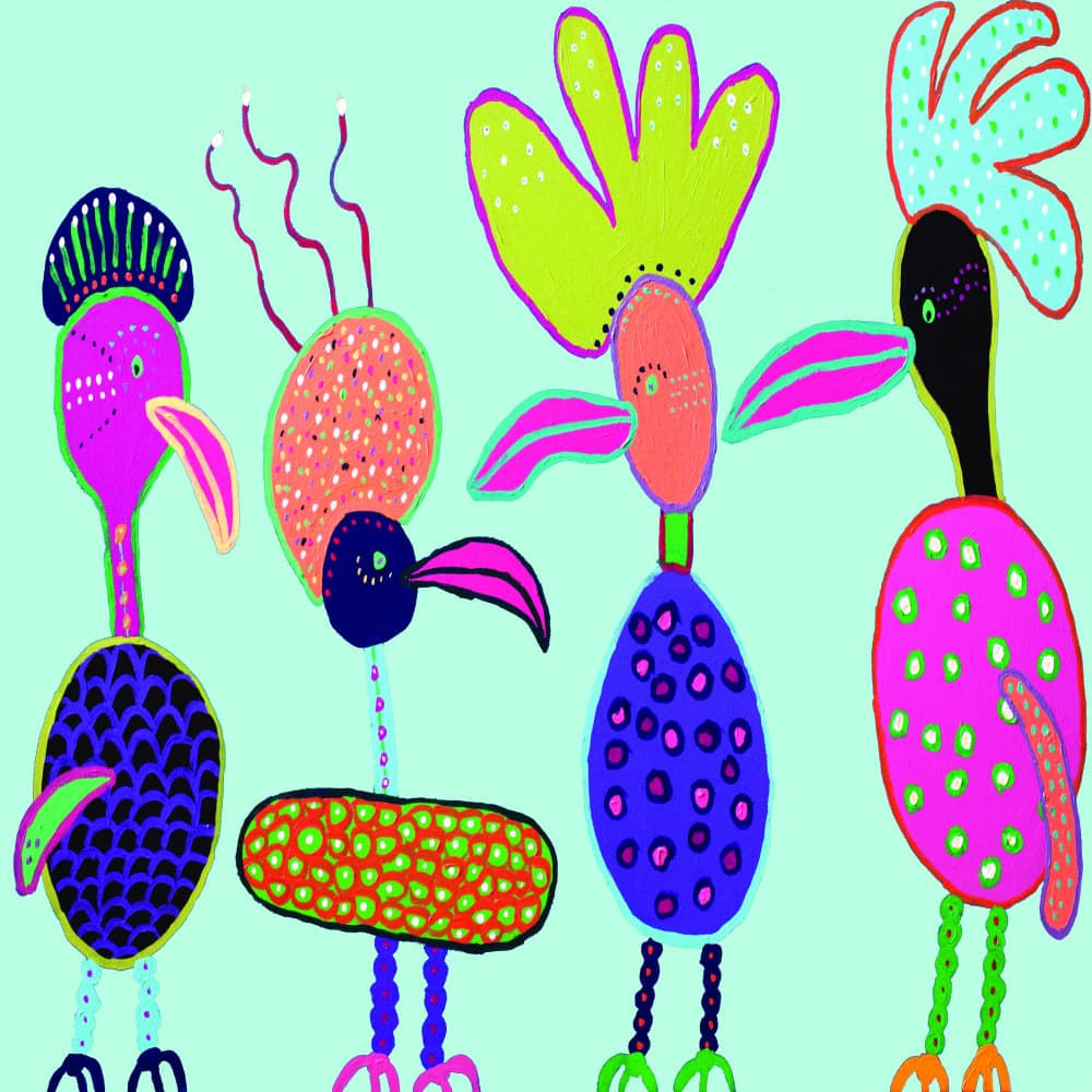 Colorful Abstract Birds by Helen Joynson — canvas wall art