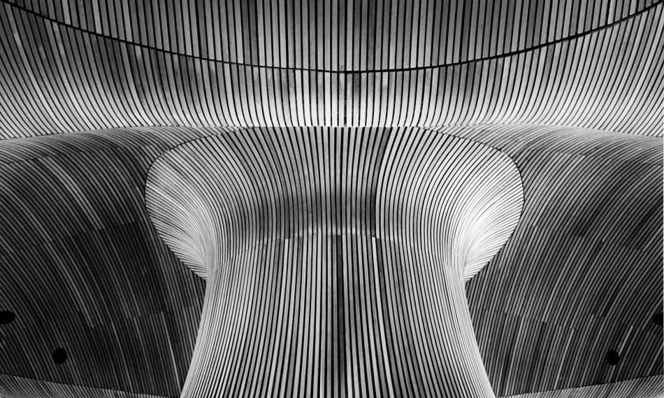 Curved Wood Architecture by Linda Wride — canvas wall art