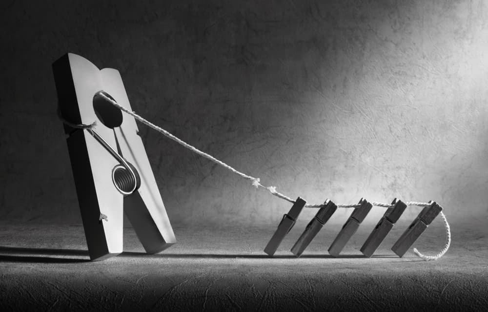 Clothespin Domino Effect by Victoria Glinka — canvas wall art