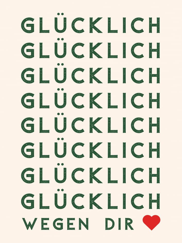 Glücklich Wegen Dir Heart by Ohkimiko — canvas wall art