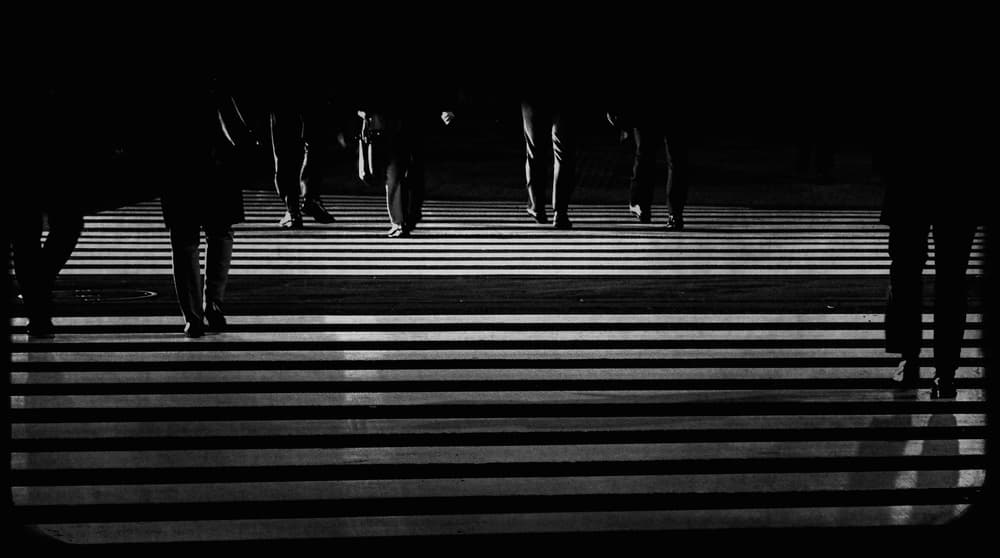 Pedestrians in Light and Shadow by Teruhiko Tsuchida — canvas wall art