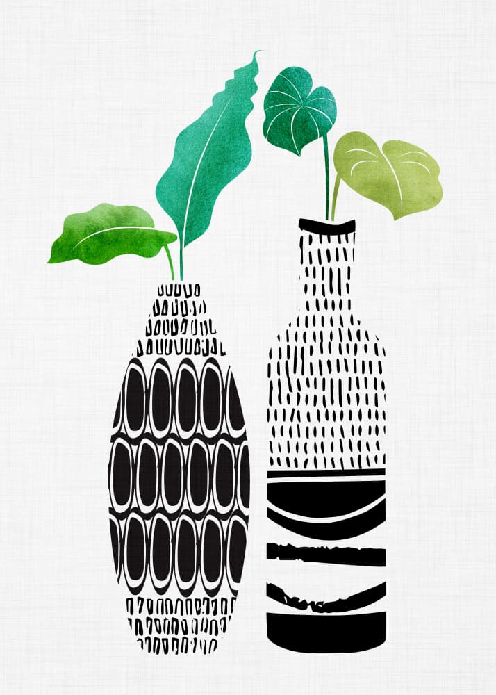 Bw Tribal Vases Vertical by Kristian Gallagher — canvas wall art