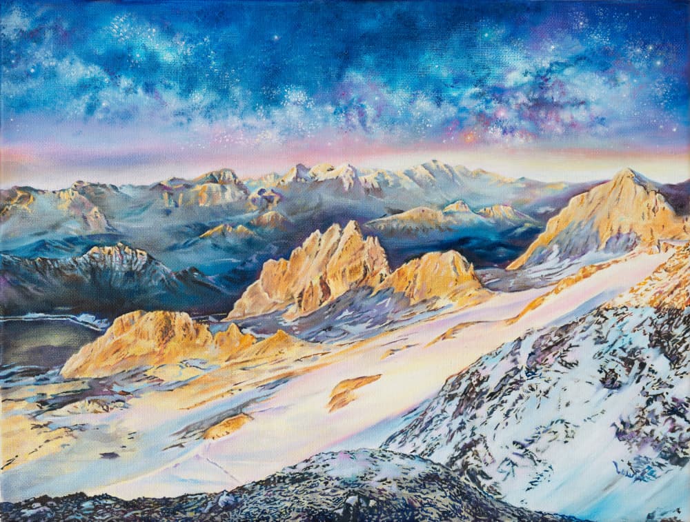 Golden Peaks Starry Night by Anne Wölk — canvas wall art