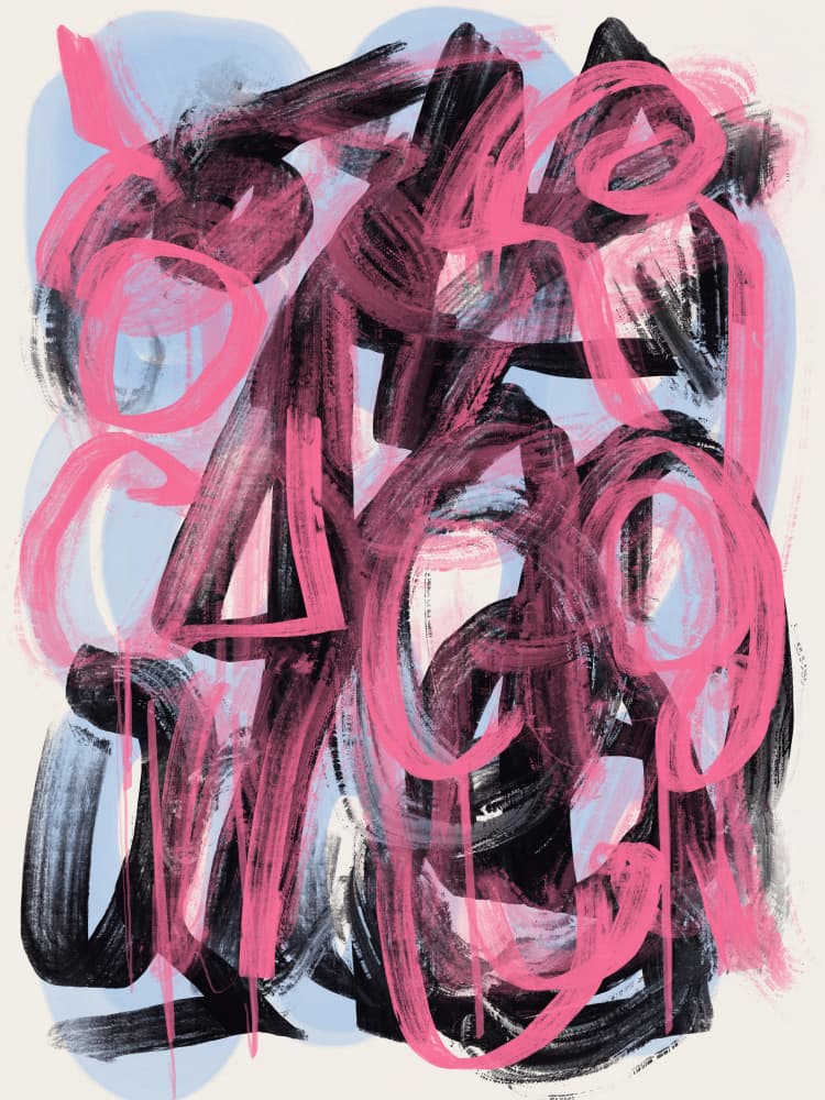 Vibrant Pink Black Abstract by Little Dean — canvas wall art