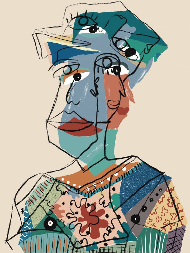 Abstract Cubist Portrait by GIovanna Gil Alves — canvas wall art