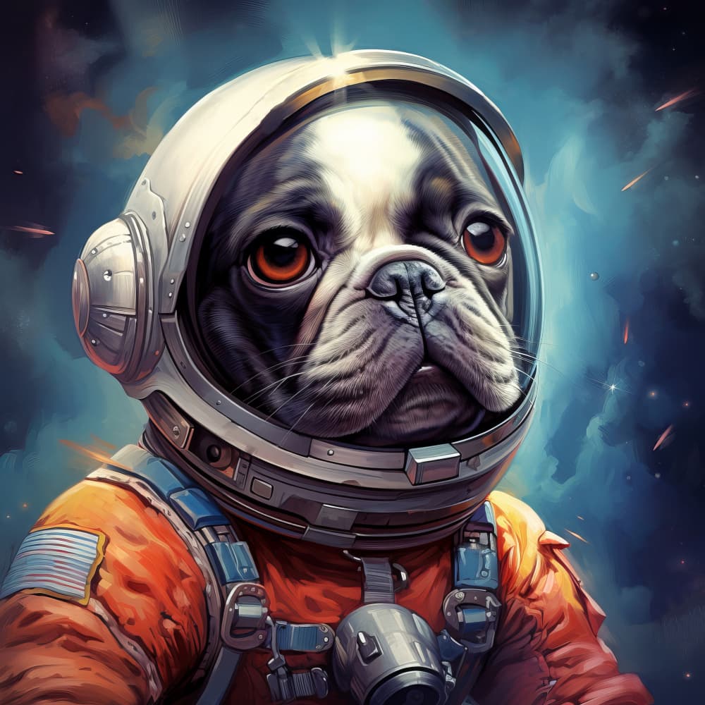 Space Bulldog Explorer by Bilge Paksoylu — canvas wall art