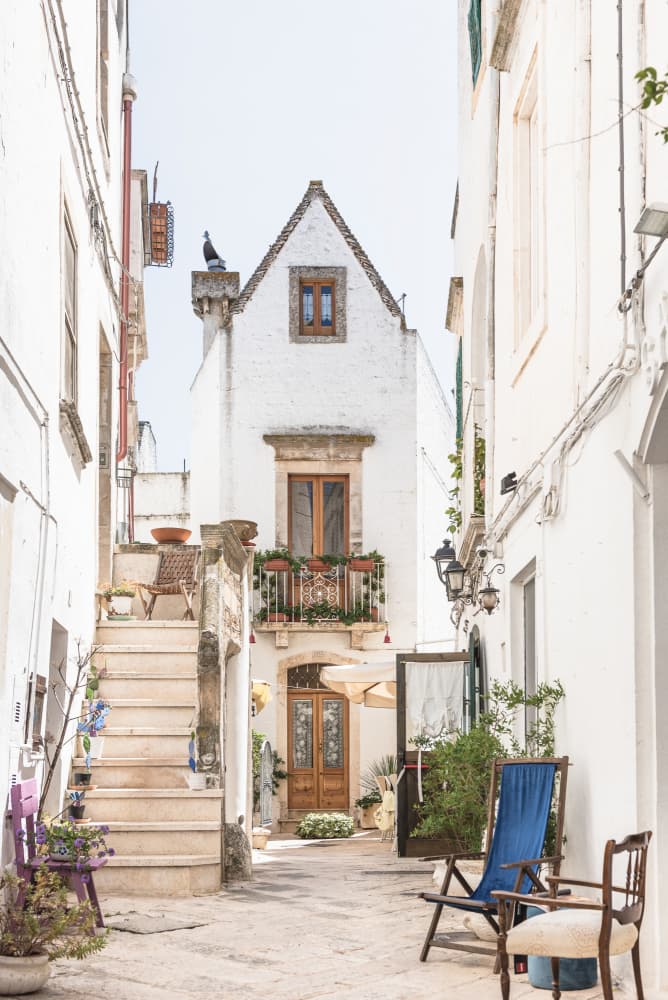 Charming White Village Alley by Photolovers — canvas wall art
