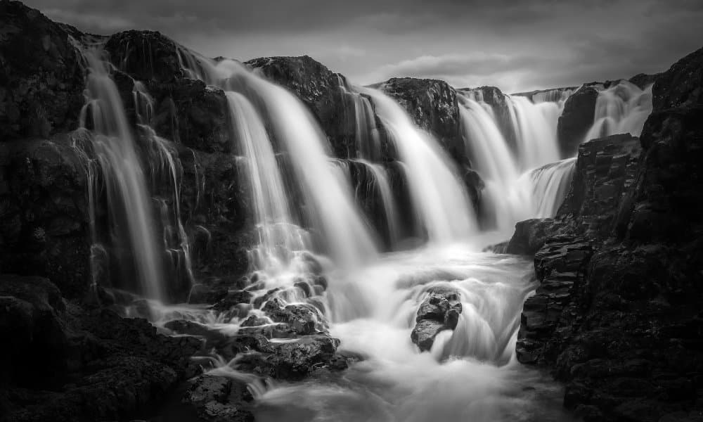 Majestic Flowing Waterfall by Kenneth-Wei Zeng — canvas wall art