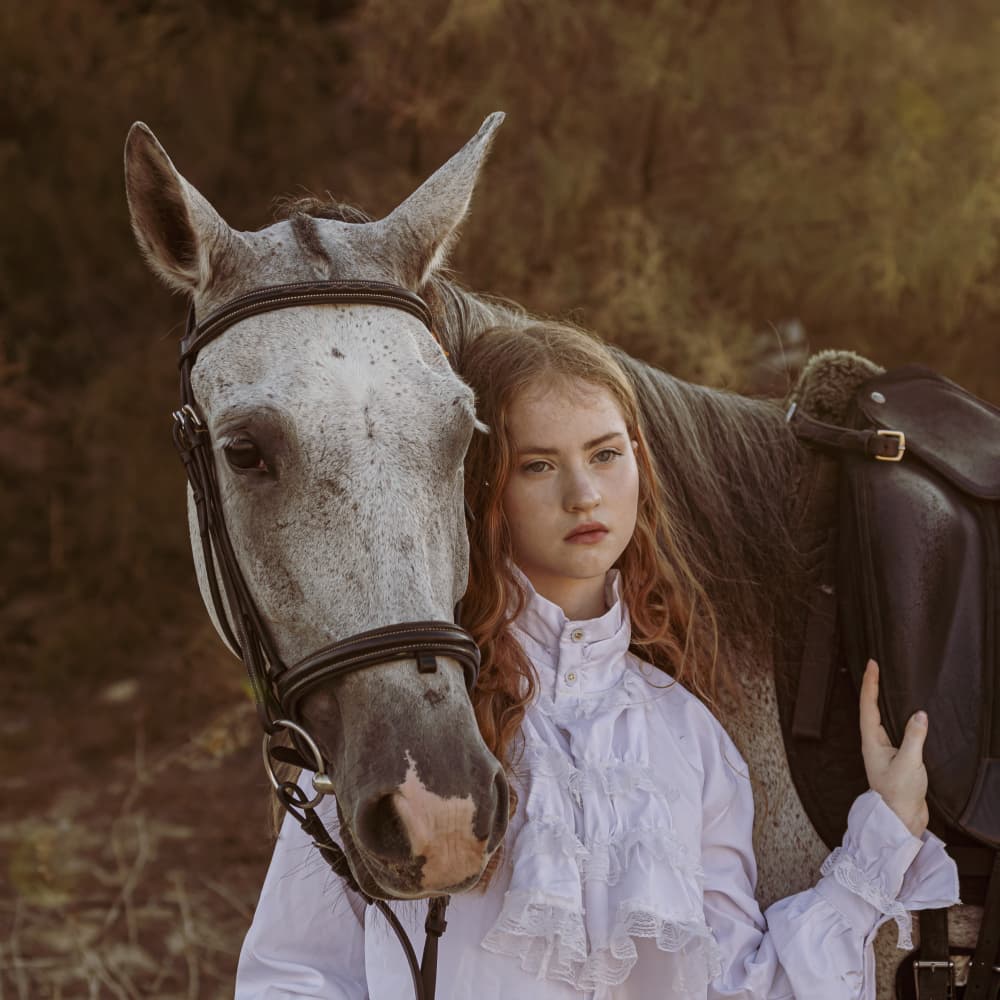 Serene Girl and Horse by Gila Koller — canvas wall art