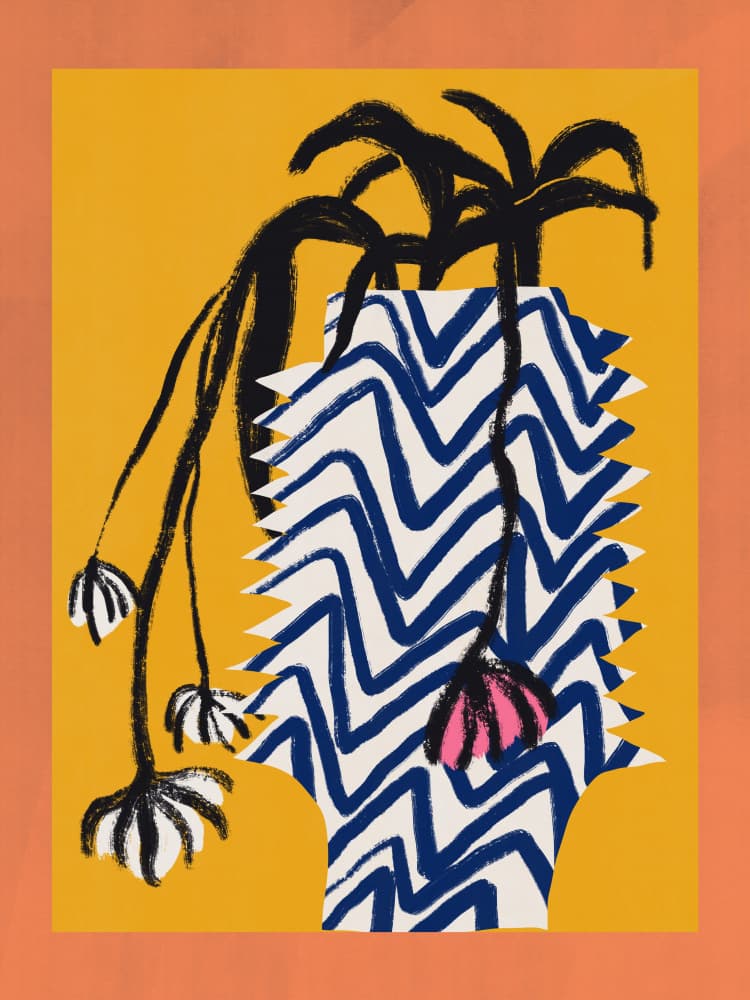 Vibrant Zigzag Plant by Little Dean — canvas wall art