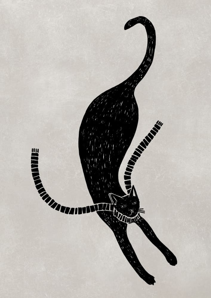 Long Black Cat Scarf by Rosana Laiz Blursbyai — canvas wall art