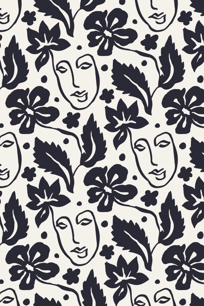 Monochrome Floral Faces by Anna Rose — canvas wall art