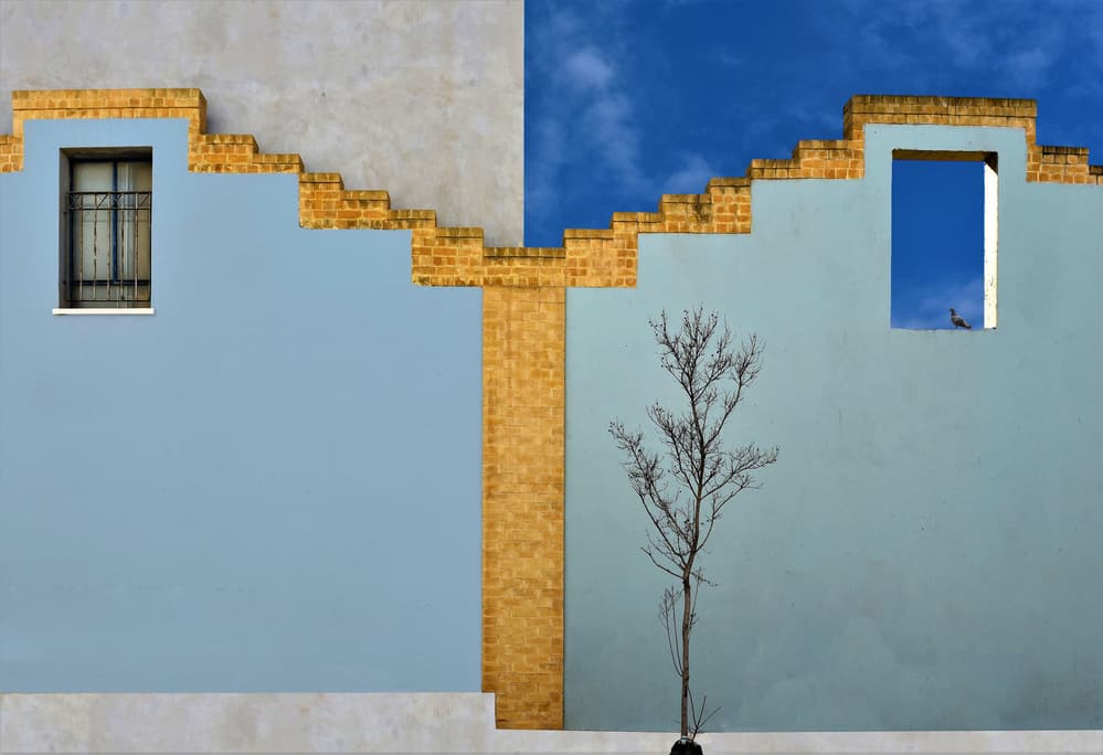 Blue Wall Geometric Steps by Arnon Orbach — canvas wall art