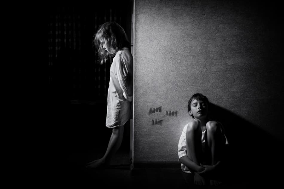 Sad Children Separation by Mirjam Delrue — canvas wall art