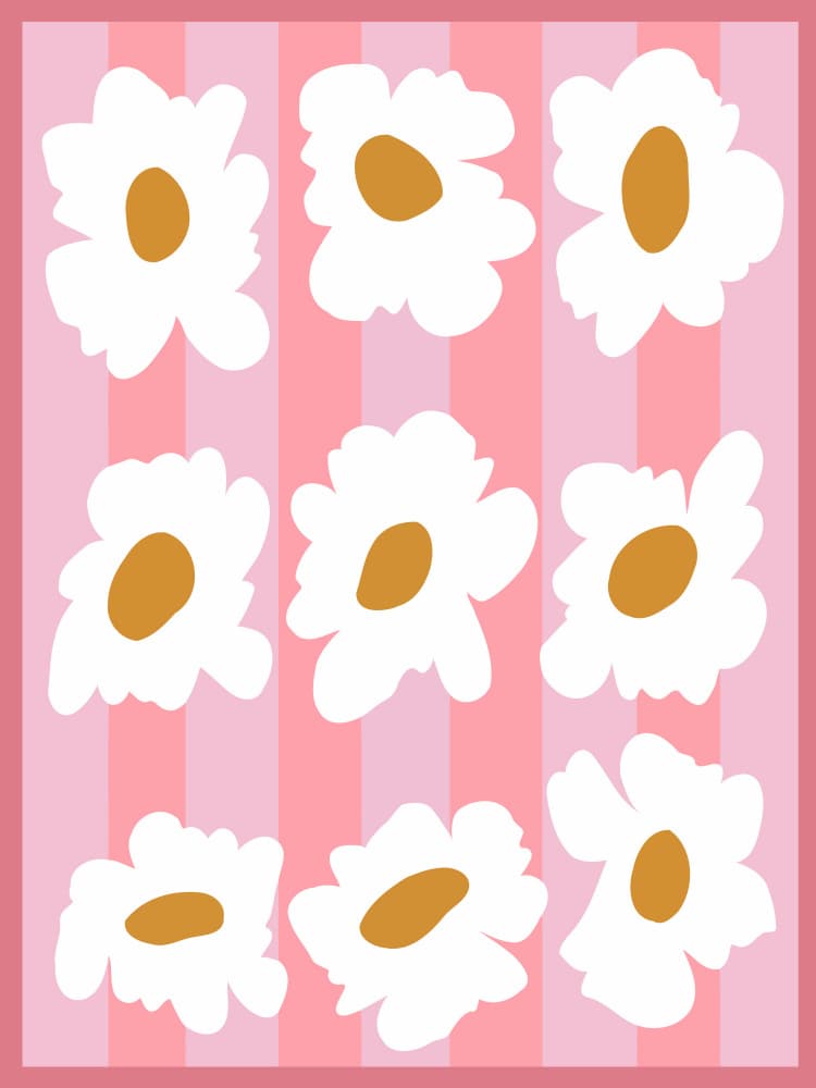 Pink Striped Daisies by Miho Art Studio — canvas wall art