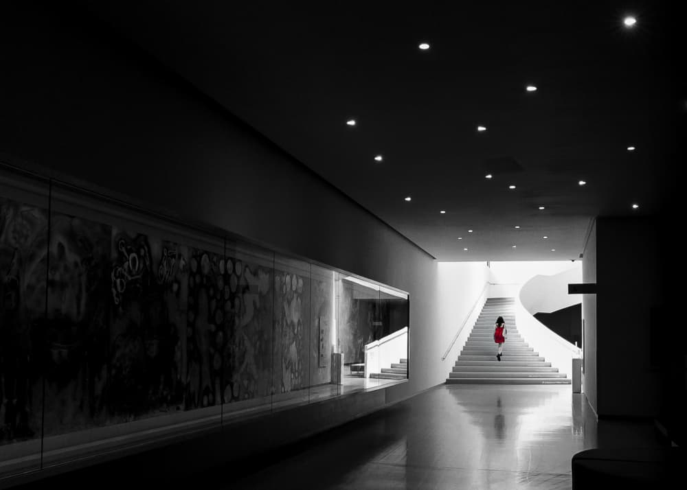Red Dress Ascent by Michiko Ôtomo — canvas wall art