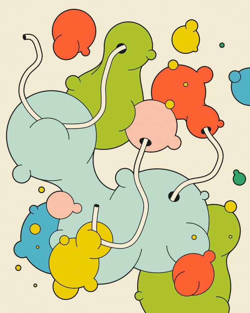 Whimsical Connected Forms by Jazzberry Blue — canvas wall art