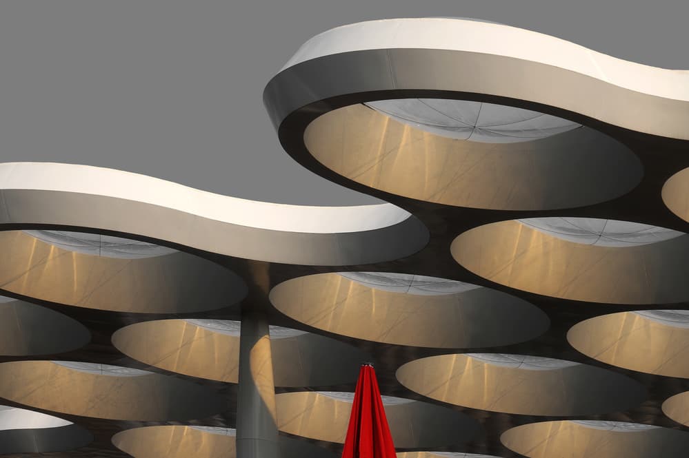 Golden Circles Architecture by Hans-Wolfgang Hawerkamp — canvas wall art