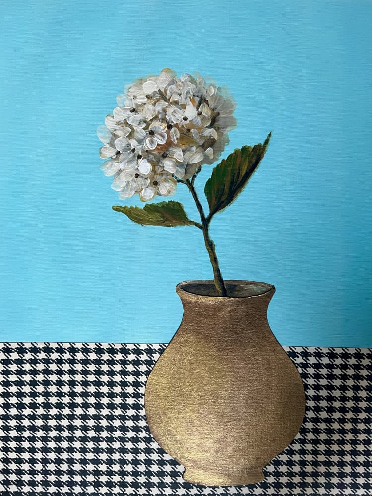 White Floral Gold Vase by Marina Kozyr — canvas wall art