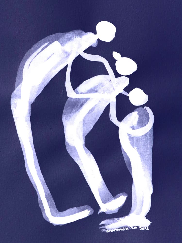 Abstract Family Embrace by Santhosh ch — canvas wall art