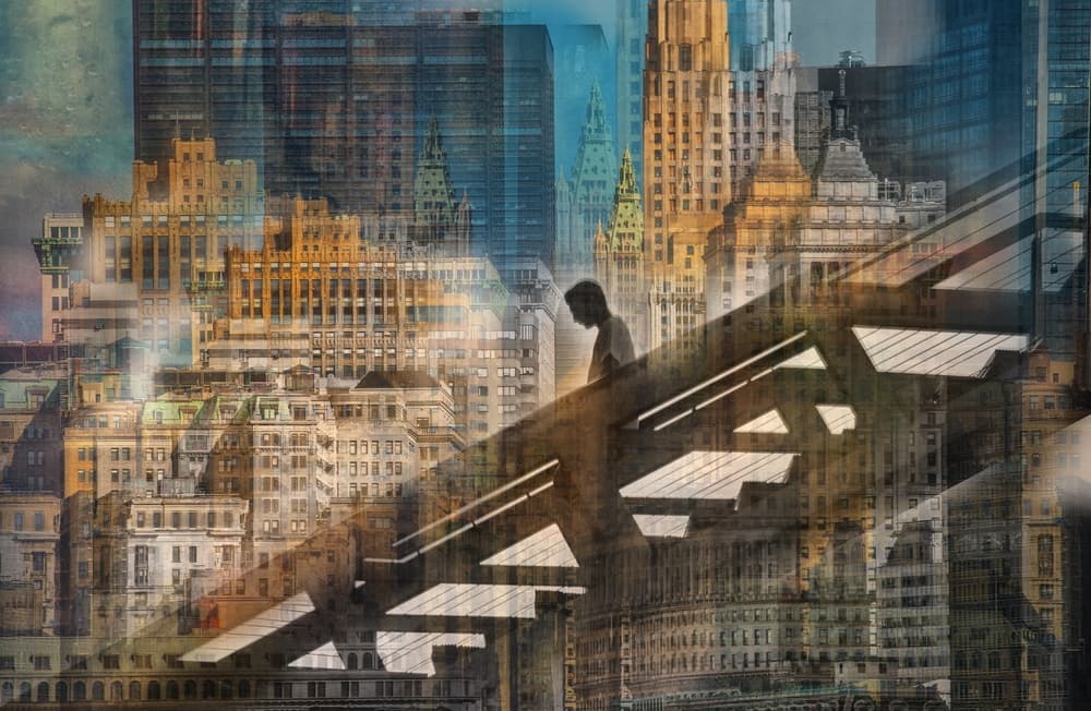 Layered City Steps by Anette Ohlendorf — canvas wall art