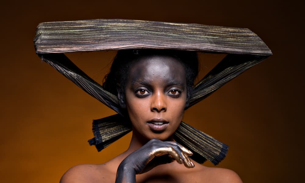 Golden Headpiece Portrait by Yoram GIL — canvas wall art