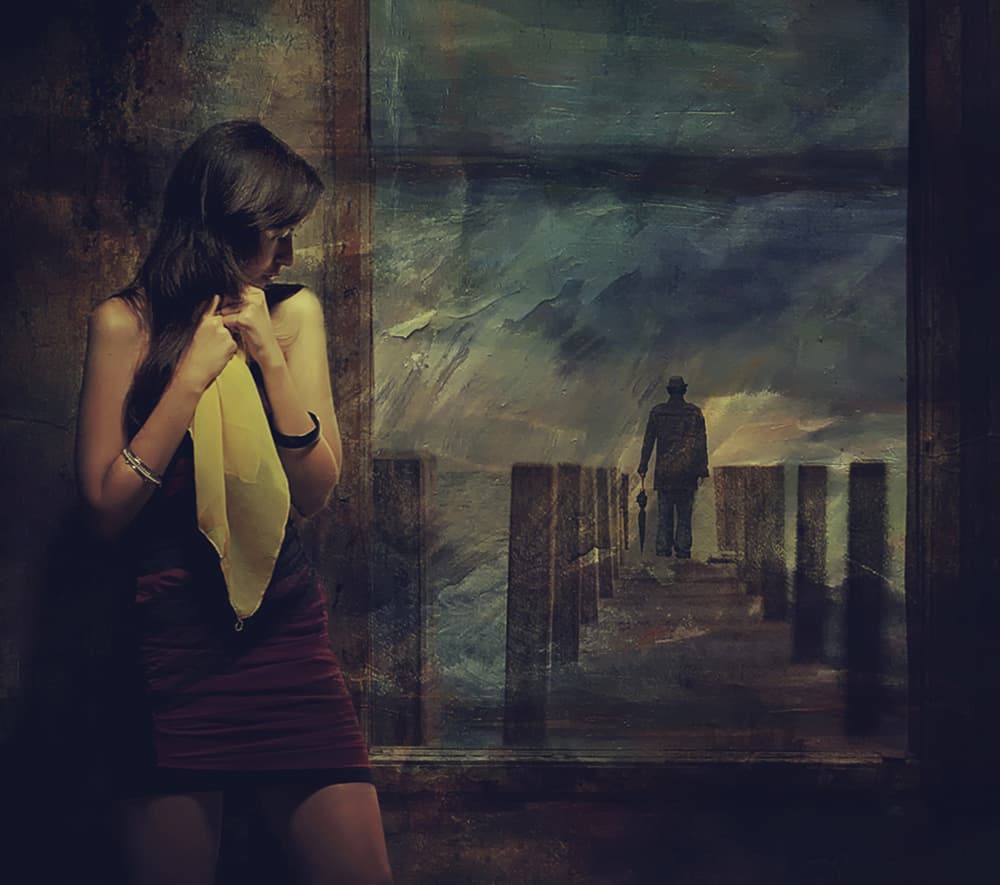Melancholy Woman Stormy Day by Hari Sulistiawan — canvas wall art
