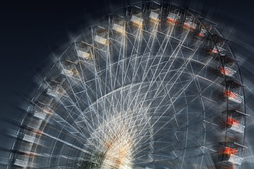 Spinning Ferris Wheel Lights by Hans-Wolfgang Hawerkamp — canvas wall art