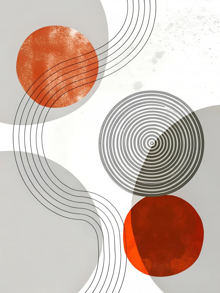 Abstract Circles and Curves by Miguel Bruzual — canvas wall art