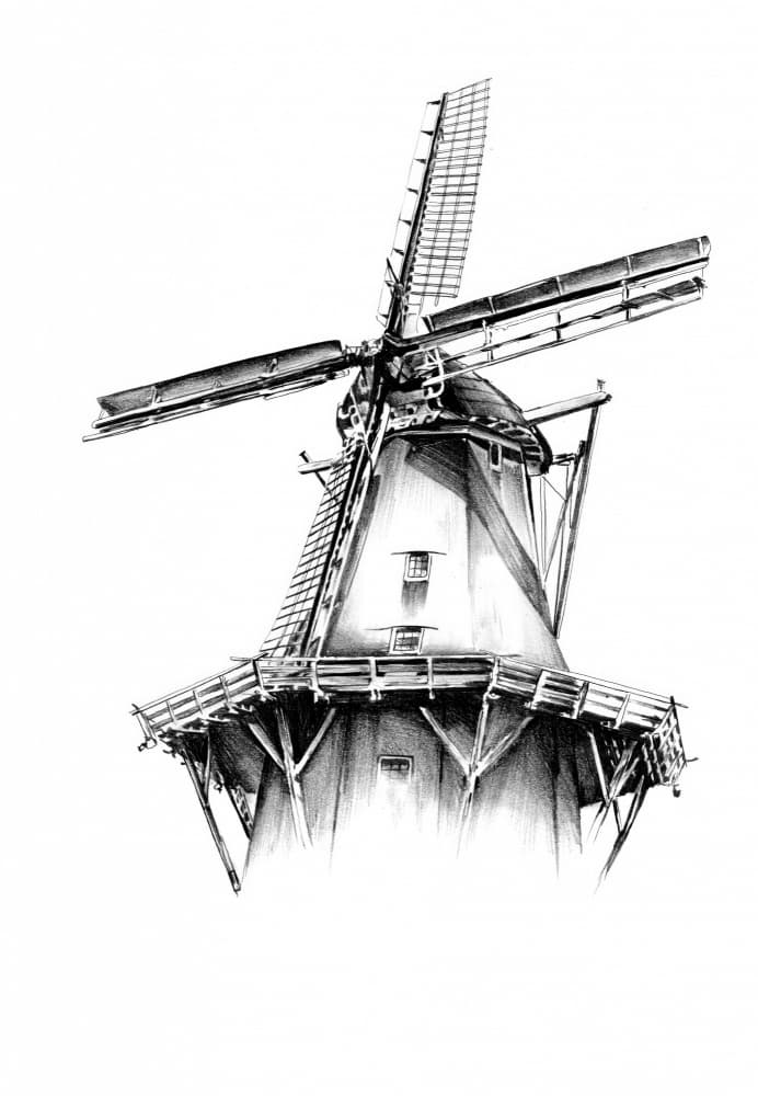Majestic Windmill Illustration by Kulik — canvas wall art