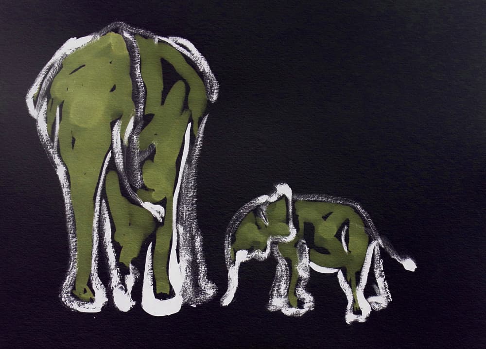 Mother Baby Elephants by Santhosh ch — canvas wall art