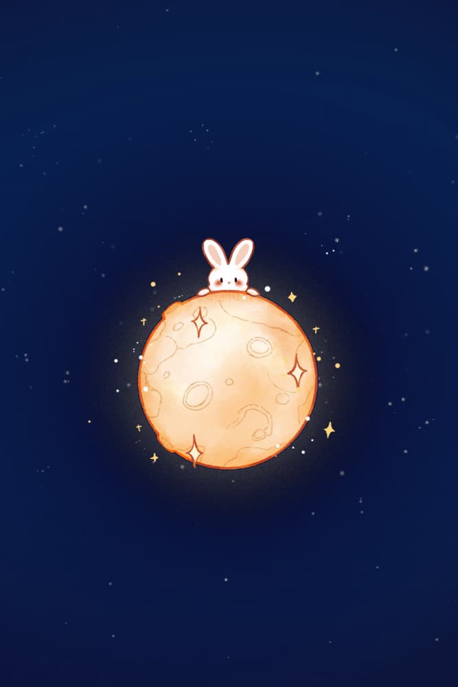 Rabbit on Glowing Moon by Xuan Thai — canvas wall art