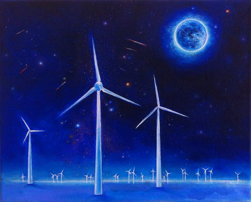 Cosmic Wind Turbines by Anne Wölk — canvas wall art