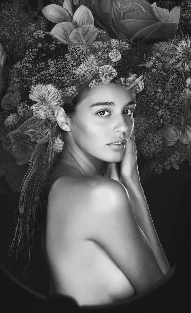 Woman with Flower Crown by Oren Hayman — canvas wall art
