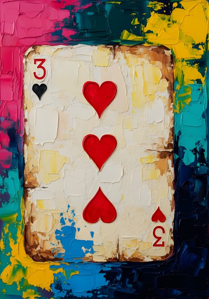 Vibrant Three of Hearts by HUGO — canvas wall art
