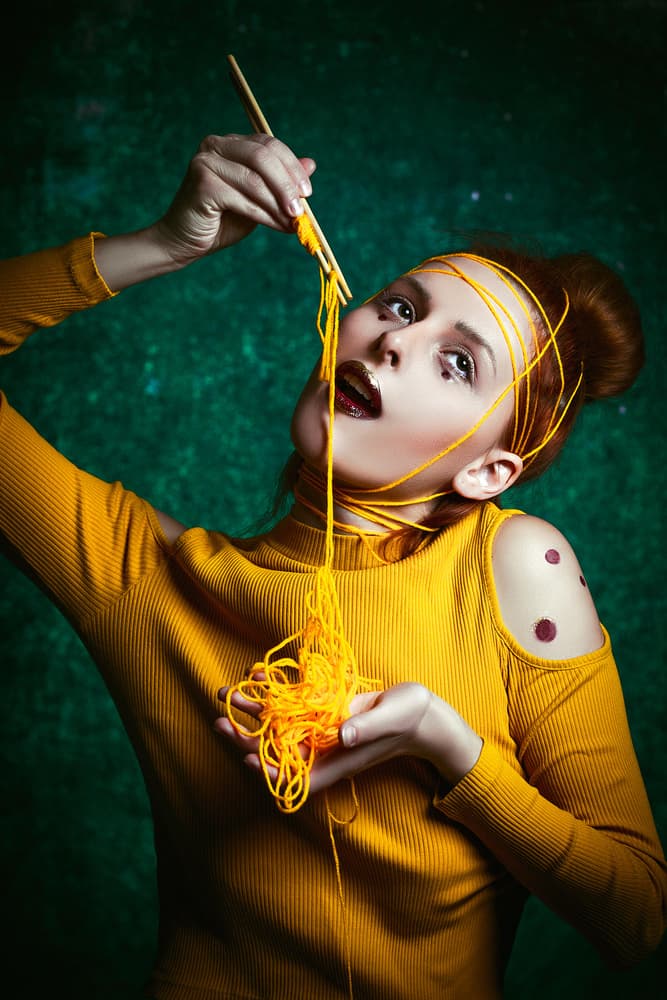 Surreal Noodle Portrait by Ruslan Bolgov — canvas wall art