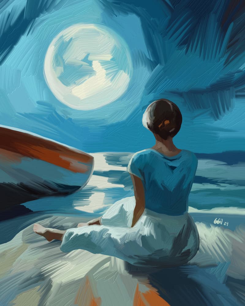 Woman Under Moonlight by GIovanna Gil Alves — canvas wall art