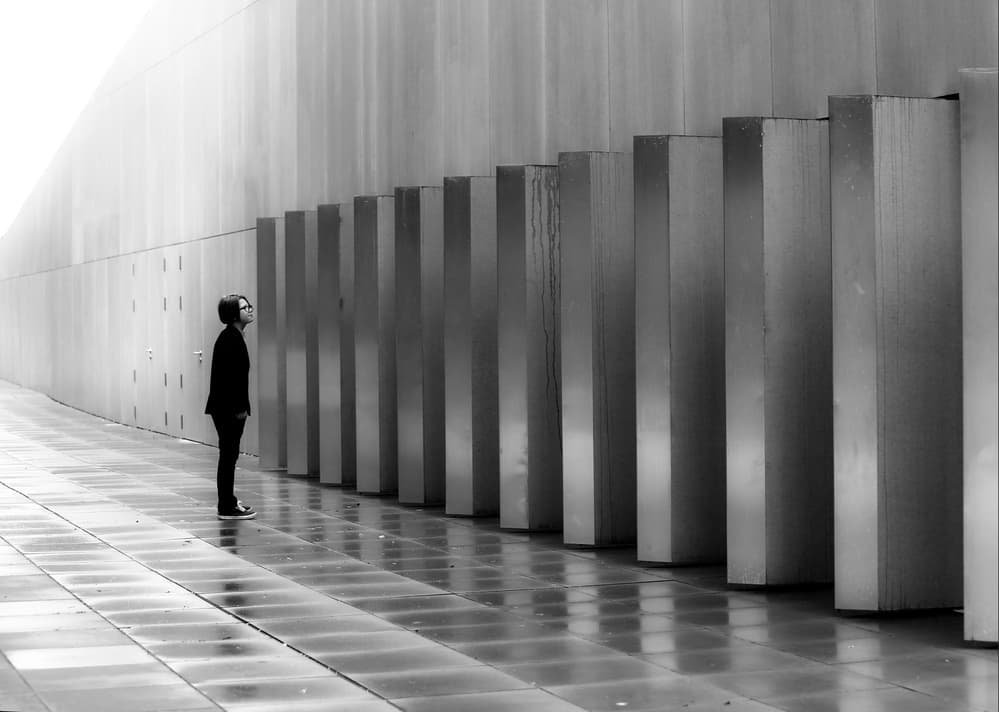 Modern Corridor Contemplation by Anna Niemiec — canvas wall art