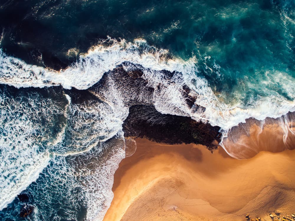 Aerial Ocean Beach Waves by Javier Pardina — canvas wall art