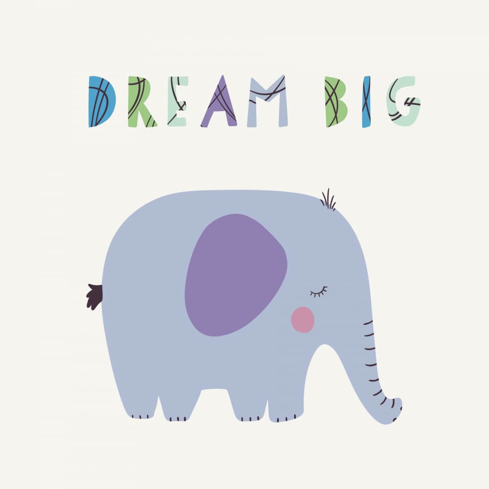 Whimsical Dream Big Elephant by Nikita Jariwala — canvas wall art