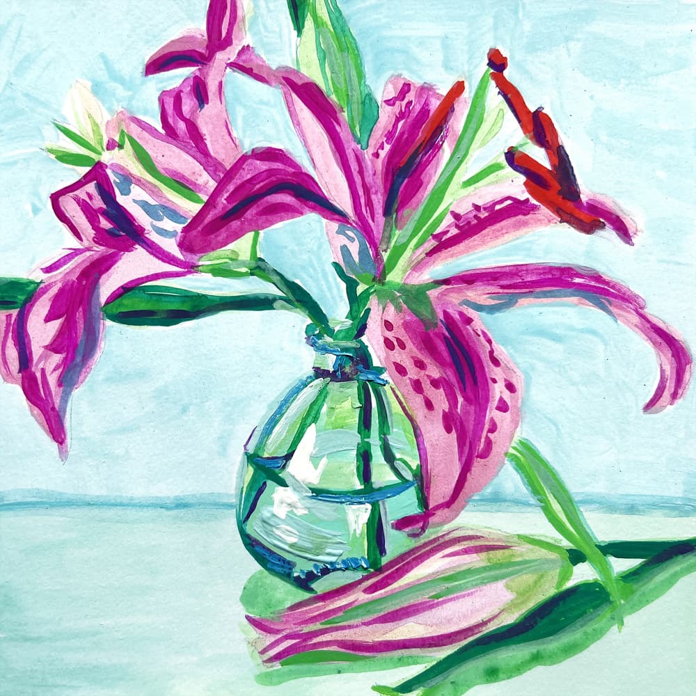 Vibrant Pink Lilies by Pauline Wegman | Key and Sea Creative — canvas wall art