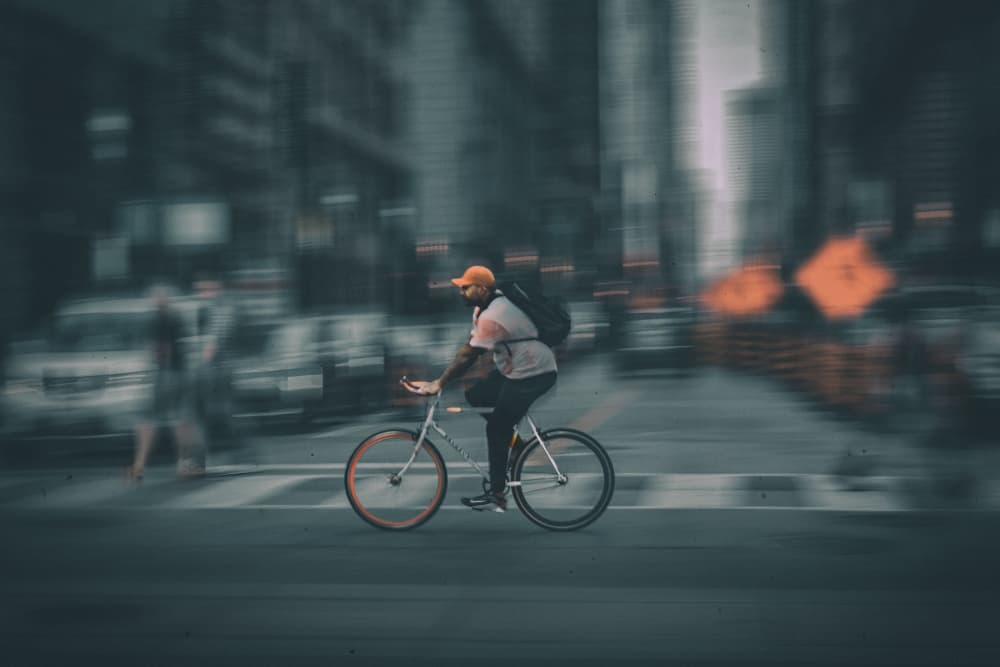 Urban Bike Motion by Rob Li — canvas wall art