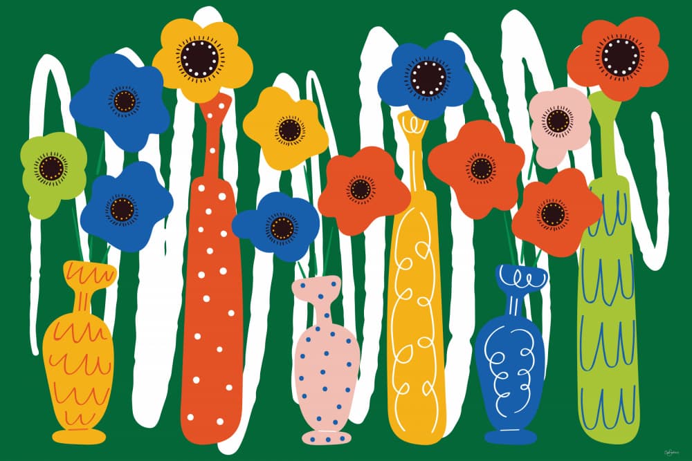 Playful Floral Vases by Sue Skellern — canvas wall art