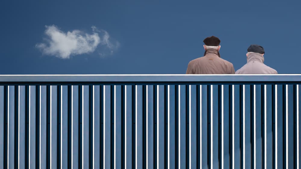 Two Men Quietly Watching by Luc Vangindertael (laGrange) — canvas wall art